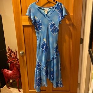 Pretty Pink Asymmetrical Blue Hawaiian Dress